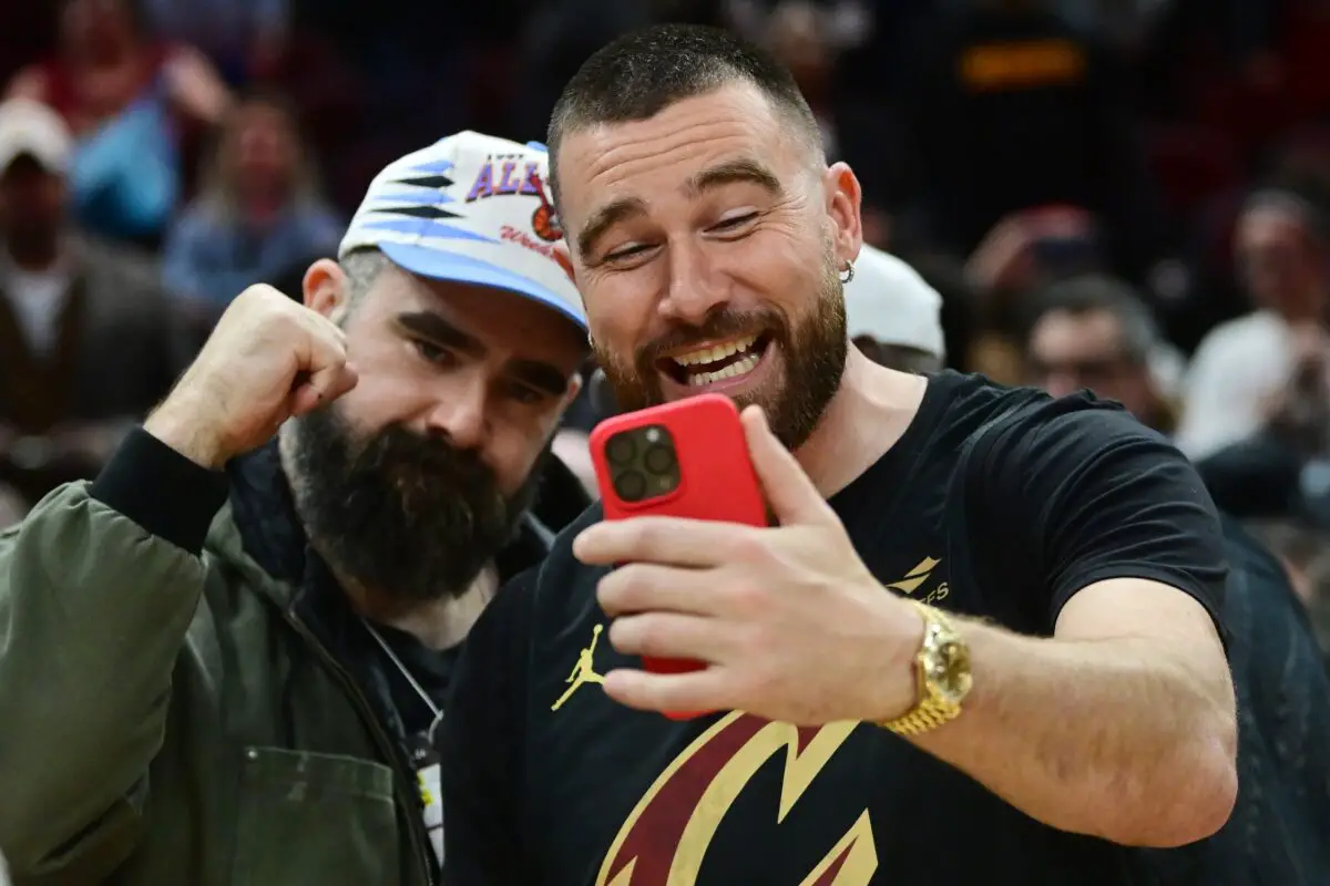 Jason Kelce And Brother Travis Kelce Go Viral On Social Media Following  Their Bobblehead Night At NBA Game - Gridiron Heroics