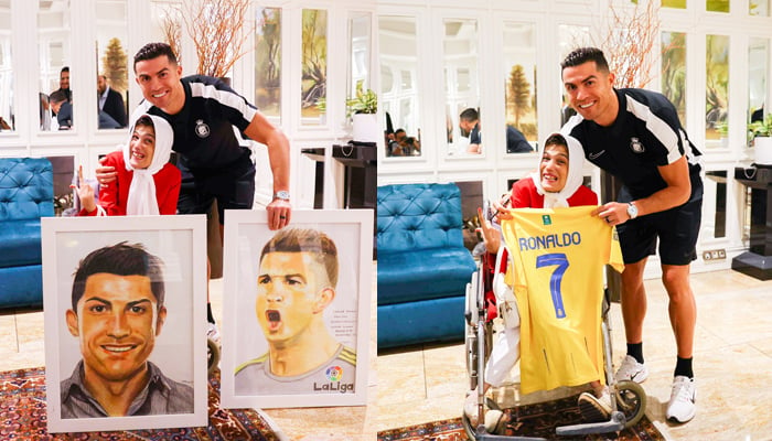 WATCH: Ronaldo shares special moment with Iranian painter Fatimah - Football Leagues - geosuper.tv