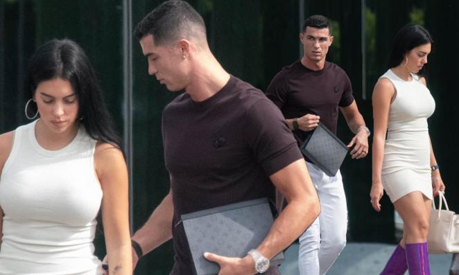 Georgina Rodriguez wows in a cream dress and purple boots as she steps out with Cristiano Ronaldo | Daily Mail Online