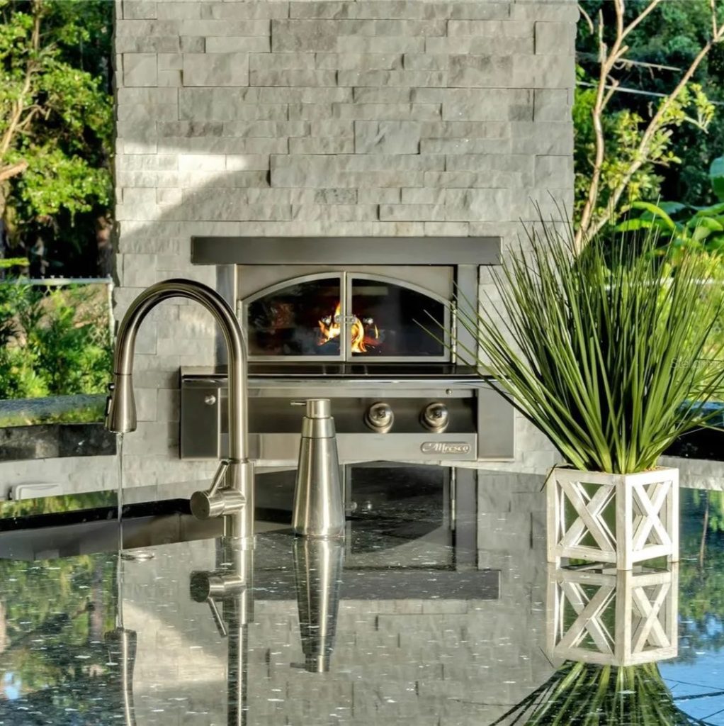 Outdoor Fireplace in Matthew Judon's Florida Home