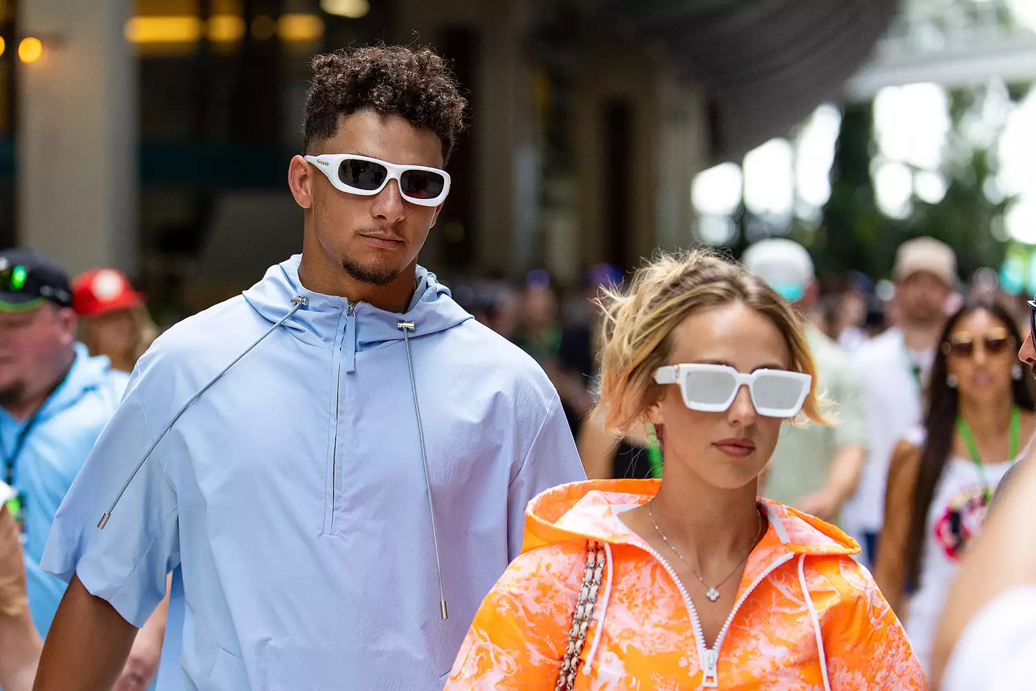 Patrick Mahomes, Otro Capital Alpine F1 Team Investor and professional football player for the Kansas City Chiefs of the NFL, and his wife, Brittany Mahomes, prior to tthe F1 Grand Prix of Miami at Miami International Autodrome on May 4, 2024 in Miami, United States.